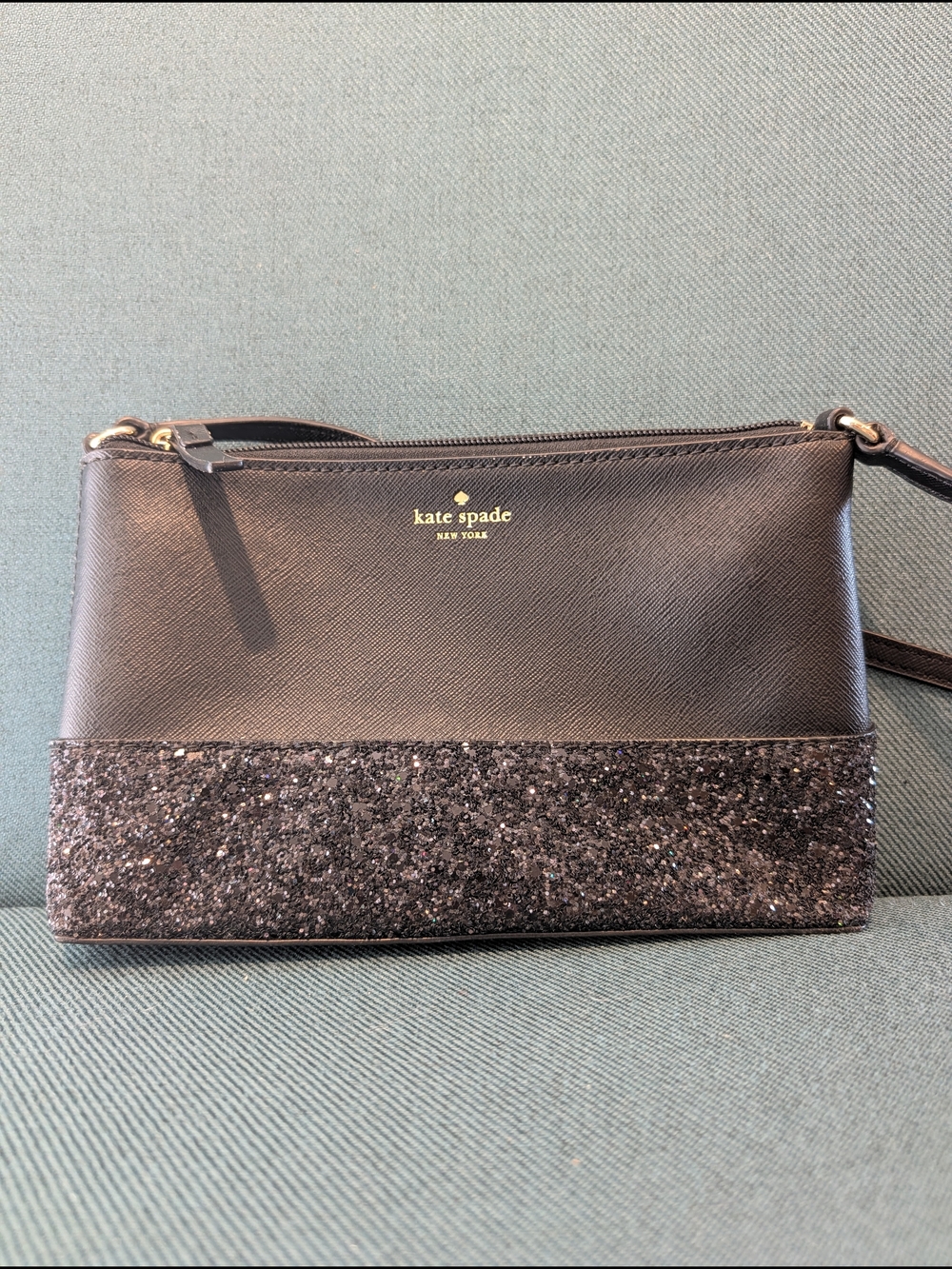 Kate Spade Flash Glitter Black Crossbody Bag